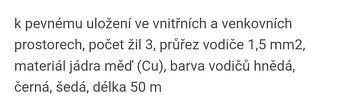 el.kabel cyky O 3x 1,5 mm, cca 50 m, 14 kč/m - 3