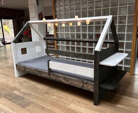 Krásná, dětská domečková postel black/white - 3