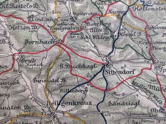 Rakousko-Uhersko r.1891 turist. mapa Vídeň ský les Baden Lax - 3