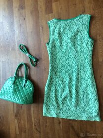 Dámské zelenkavé šaty EMOI vel. 36 a kabelka - 3
