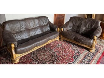 Dubová rustikální kožená sedačka, 3788 - 3