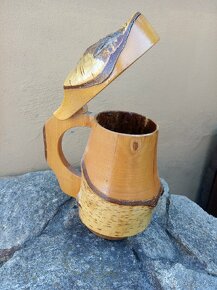 Stylový dřevěný džbán, originální ruční práce - 3