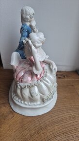 Sousoší - porcelánové sošky rokoko růžová / modrá - 3