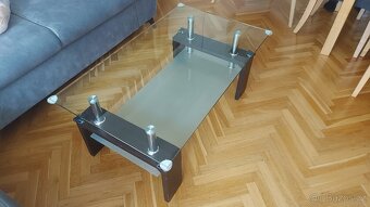 Skleněný konferenční stolek 100x60cm výška 45cm, hnědá barva - 3