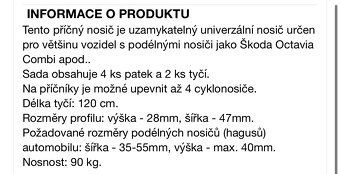 Příčníky na auto Vw 120cm - 3