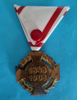 R-U FJI medaile-JUBILEJNÍ KŘÍŽ 1848-1908 stuha plastová "R - 3