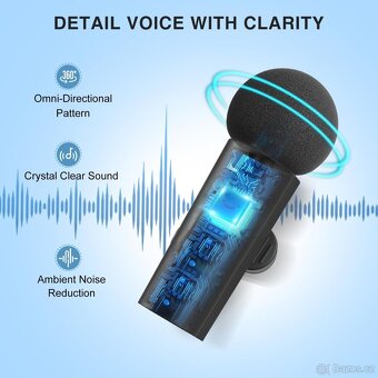 FIFINE Wireless Lavalier System se 2 mikrofony, Lapel Mic - 3