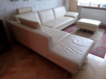 Kožená sedací souprava světlá - 3