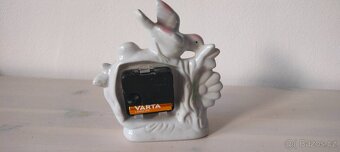 Porcelánové hodiny s ptáčkem funkční - 3