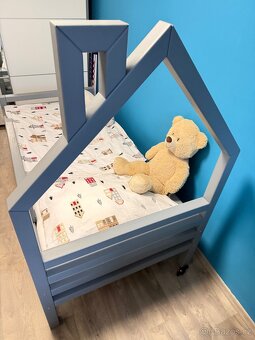 Dětská postel Benlemi domeček, šedá, masiv, top stav - 3