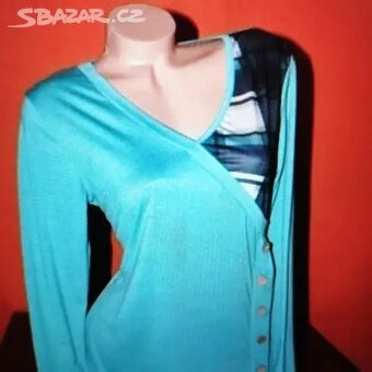 Krásné teplé mentolové šaty vel.42-44 - 3