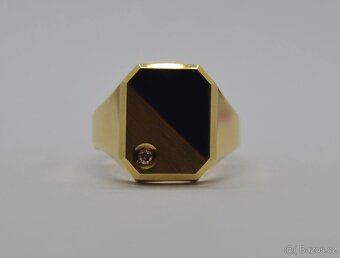 Zlatý pánský prsten s briliantem - 3