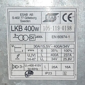 MIG/MAG svářečka Esab LKB 400W - 3