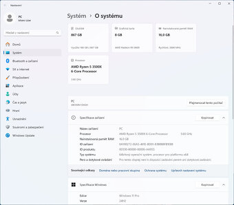 Herní PC - RYZEN 3500X, 16GB RAM, 930GB NVME, RX6600, WIN11 - 3