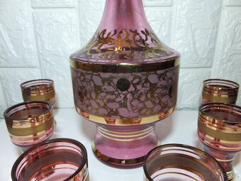 Luxusní karafa+6 skleniček, bohatá malba zlatem, zn. Bohemia - 3