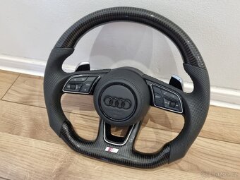 AUDI VOLANT KARBONOVY ZKOSENY s airbagom a RS padlami - 3