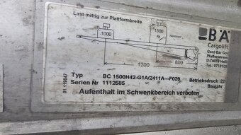 Hydraulické zasouvací čelo - plošina Bär BC 1500H42 - 3
