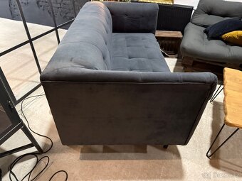🛋 Luxusní 3místná pohovka – černá/šedá sametová - 3