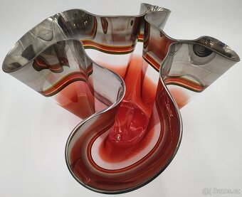 Krásná vypalovaná váza na plastickém skle Antonie Jankovcová - 3