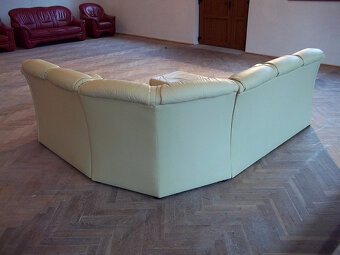 058 Kožená rohová sedací souprava sedačka + taburet - 3