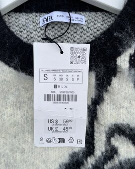Zara Abstract Jacquard Sweater "Cream Black" (L) - 3
