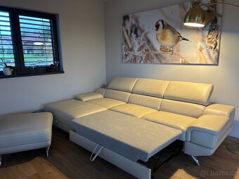 kožená sedaci souprava - rozkládací s úložným prostorem - 3