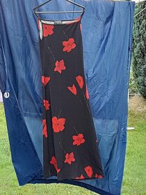 Letní černé dlouhé šaty s květinovým vzorem - 3