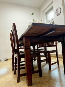 Rozkládací jídelní stůl + 6ks židlí z masivu - 3