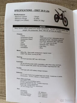 Originální uživatelský manuál na moto OSET - 3
