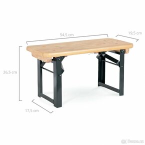 Mini lavička /stolička , dřevo/kov. skládací - 3