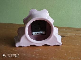 Hodiny růžový porcelán značky H&C - 3