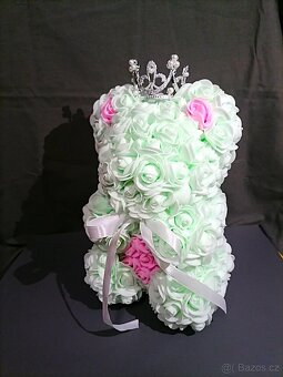 Medvídek z pěnových růží - Mentolový - 3