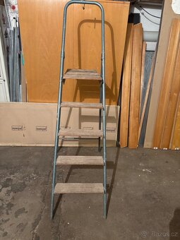 Skládací retro štafle s dřevěnými schůdky/nášlapy - 3