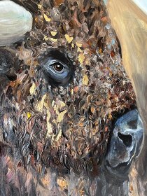 Obraz olejomalba na plátně býk buvol, 80x60 cm - 3