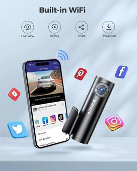 AZDOME M300 Autokamera, Přední kamera do auta 1296P s WiFi - 3