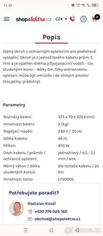 Topný kabel fenix nový , podlahové topení - 3