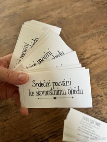 Svatební pozvánky ke stolu a kartičky "Svatební dary" - 3