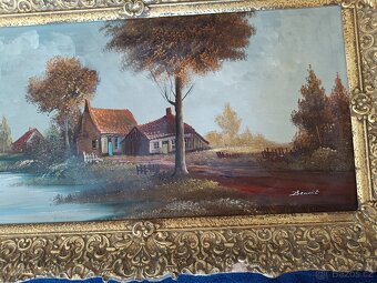Starý obraz. Belgie olej na plátně 80x40 + rám - 3