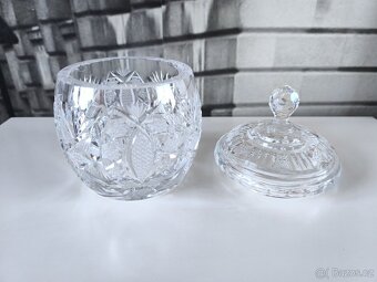 Ručně broušená křišťálová dóza - cukřenka - 3