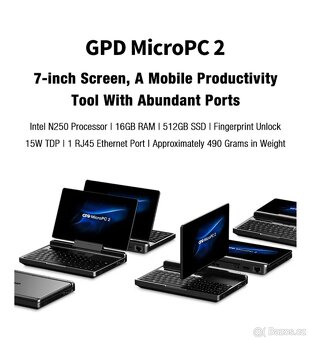 GPD MicroPC 2 NEW - Intel N250 + RAM5 16GB + 512GB M.2 NVMe - 3