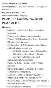Aku šroubovák parkside - 3