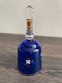 Křišťálový, kobaltově modrý, skleněný zvoneček - 3