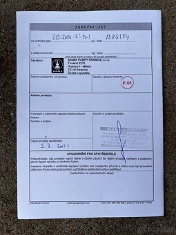 Prodám čerpadlo Sigma - 3