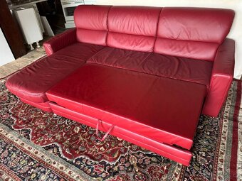 Rohová rozkládací kožená sedačka, 5276 - 3