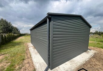 PREMIUM jednovozová plechová garáž 4x5 boční šikmá střecha a - 3