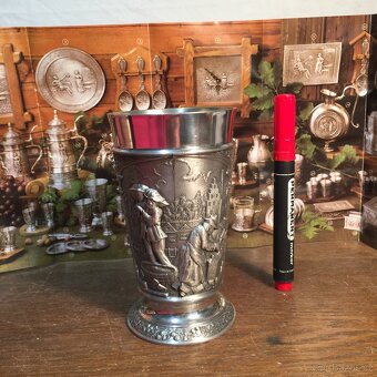 Cínový pohár pivní velká sklenice z cínu punc certifikát - 3