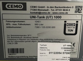 nádrž na naftu, phm, čerpací stanice 1000 l UNI-tank - 3