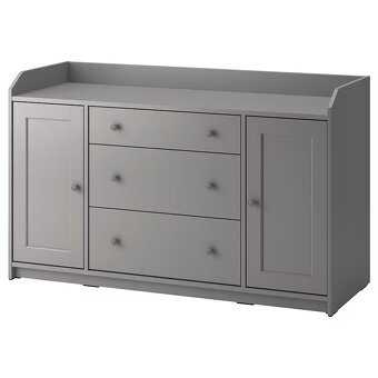 IKEA HAUGA – šedá komoda + knihovna (TOP STAV) - 3