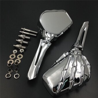 Chrom zrcátka chopper,cruiser Skeleton,těžký masív. - 3