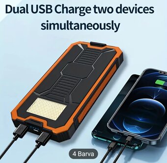 Solární powerbanka-nabíječka, 10.000mAh, 5V/2 x 2.1A - NOVÁ - 3